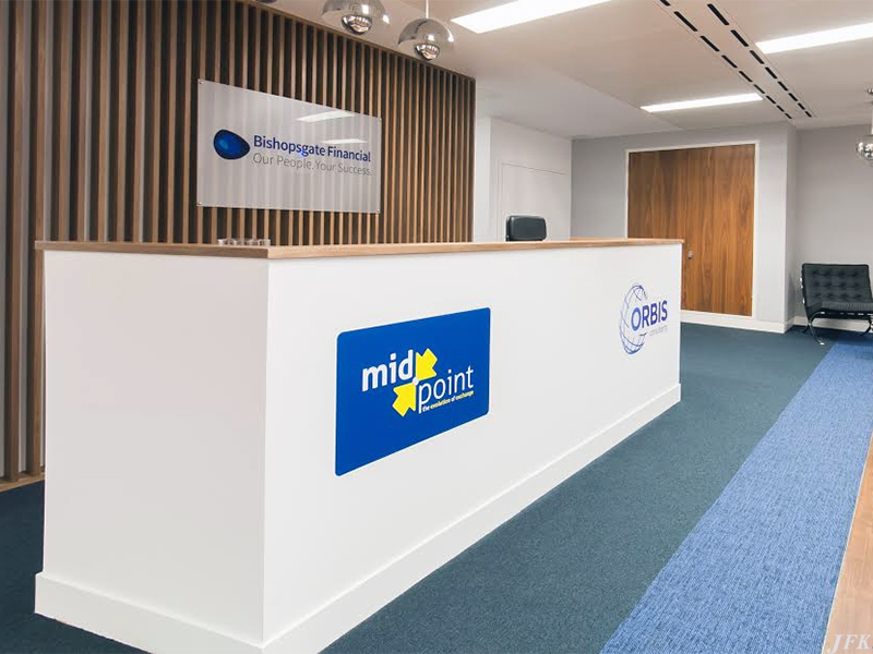 Reception Sign Bishopsgate Financial